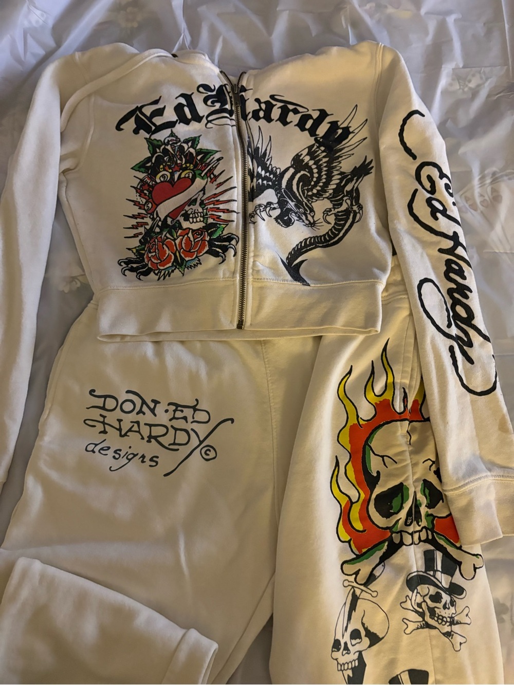 Ed Hardy Women’s Graphic Zip Hoodie & Joggers Set